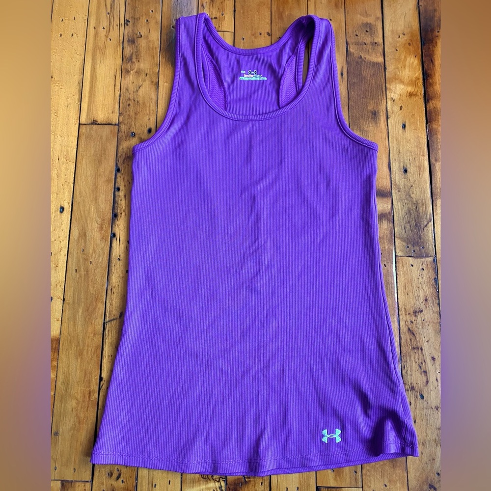 Purple, Under Armor, ribbed tank top in size small